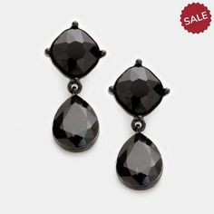 Black Crystal Teardrop Evening Bridal Dangle Pierced Earrings by Miro Crystal Collection Crystal Teardrop Earrings, Tory Burch Earrings, Medium Hoop Earrings, Minimalist Studs, Rainbow Earrings, Cross Earrings, Beaded Dangle Earrings, Heart Earrings Studs, Metal Earrings