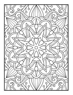 an intricate coloring book page for adults and children with abstract designs in black and white