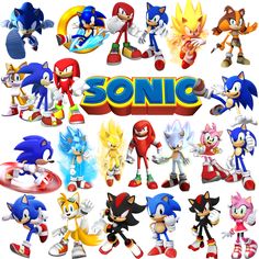 sonic the hedgehog and other cartoon characters