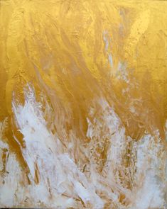 an abstract painting with yellow and white colors