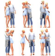 a couple is hugging each other in different poses