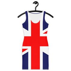 Union Jack Dress / UK Dress / British Dress / Form-fitting - YVDdesign Fitted Sleeveless Dress For 4th Of July, Patriotic Sleeveless Red Dress, British Dress, Union Jack Dress, Patriotic Dresses, Uk Flag, Union Jack, Dresses Uk, Dress Form