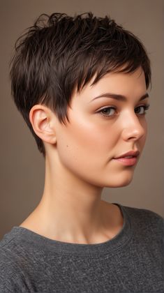 Long On Top Pixie, Super Short Pixie Round Face, Feminine Short Hair Round Face, Short Punk Hairstyles, Short Pixie Hair, Pixie Cut Round Face, Short Spiky Haircuts, Short Hair Cuts For Round Faces