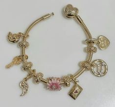 Gold Bracelet Charms, Gold Charm Bracelet Pandora, Charms Bracelet Gold, Pandora Gold Jewelry, Gold Pandora Bracelet Charms