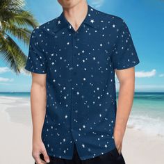 • Elevate your style with our Men's Navy Blue Star Print Shirt, a perfect blend of simplicity and fashion-forward design.• Crafted from high-quality 100% polyester fabric, offering comfort and durability for everyday wear.• Featuring a captivating star print pattern, this shirt adds a touch of astronomy-inspired charm to your wardrobe.• Designed with short sleeves for a casual and relaxed look, ideal for various occasions.•Makes a thoughtful gift for any man who appreciates unique and stylish clothing. Bring out his inner rock star!!! :)Designed in California by Trendy Hip Buys. Handmade to order from overseas.Hand wash or machine wash, do not soak for a long time, do not bleach, do not exceed 45ºC washing liquid temperature·This size data is measured under the flat, due to different measu Casual Short Sleeve Shirt With Star Print, Casual Star Print Short Sleeve Shirt, Blue Short Sleeve Tops With Star Print, Blue Short Sleeve Top With Star Print, Blue Star Print Top With Relaxed Fit, Navy Blue Shirt Men, Men Short Sleeve Shirt, 1940s Fashion Dresses, Vintage Inspired Shoes