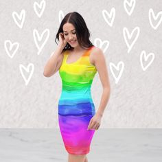 "Darlings, you're gonna look fabulous in this \"Rainbow Love\" tank dress - a fitted summer sensation designed from a digital watercolor painting that celebrates you in style. This dress is all about embracing love, diversity, and vibrant self-expression, ensuring you look and feel fabulous while spreading the joy of pride wherever you go. ** BE SURE TO CHECK THE SIZE CHART BEFORE YOU PLACE YOUR ORDER. ALL ITEMS ARE MADE TO ORDER AND THEREFORE CANNOT BE RETURNED IF YOU ORDER AN INCORRECT SIZE. Workout Shorts Women, Spandex Dress, Tie Dye Maxi Dresses, Tie Dye Maxi, Hippie Dresses, Digital Watercolor, Tie Dye Dress, Dyed Dress, Boho Maxi