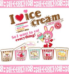 an advertisement for ice cream with cartoon characters