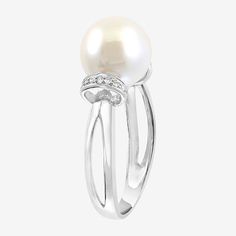 Pearl Type: Cultured Freshwater PearlsRing Style: Cocktail RingsFeatures: Quick ShipDiamond Clarity: I2-I3Setting: ProngPearl Size: 10mmDiamond Color: I-JMetal Color: WhiteRing Gallery Height: 11.1mmRounded Carat Weight: Less Than 1/10 Ct.t.wBand Width: 2.5mmCare: Wipe CleanStone Type: 14 Natural DiamondBirthstone: June BirthstoneMetal: Sterling SilverCountry of Origin: Imported White Solitaire Ring In Fine Jewelry Style, White Solitaire Ring In Fine Jewelry, White Pearl Open Ring Fine Jewelry, Fine Jewelry White Pearl Open Ring, White Birthstone Ring With Diamond Accents For Formal Occasions, White Pearl And Diamond Open Ring, Diamond White Pearl Ring With Diamond, White Diamond Pearl Ring, Formal White Rings With Round Band