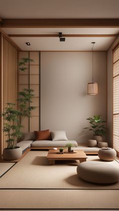 a living room filled with lots of furniture and plants