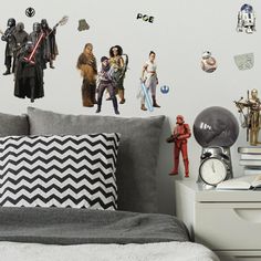 star wars wall decals in a bedroom