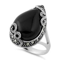 Sterling Silver Rings | Silver Jewelry 70% Below Retail – Page 6 – Dreamland Jewelry Dogs Paw, Cheap Silver Rings, Marcasite Ring, Sterling Silver Marcasite, Black Onyx Stone, Stone Setting, Tennis Bracelet Diamond, Emerald Jewelry, Onyx Stone