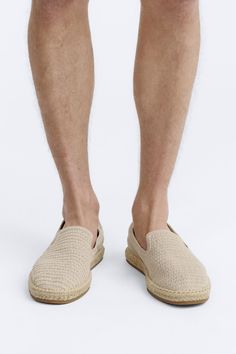 CROCHET ESPADRILLES - Sandy Brown | ZARA United States Slip-on Espadrilles With Textured Footbed For Vacation, Comfortable Slip-on Espadrilles For Summer, Spring Cotton Slip-ons With Rubber Sole, Casual Slip-on Espadrilles With Cushioned Footbed, Beach Slip-ons With Woven Espadrille Sole, Flat Espadrille Slip-ons With Rubber Sole, Flat Slip-ons With Rubber Sole For Vacation, Vacation Slip-ons With Rubber Sole, Natural Color Summer Slip-on Espadrilles