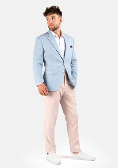 Step out in style in the Astor Maya Blue Linen blazer. Perfect for summer, this light blue linen cotton blend is sure to give your outfit a cozy vibe. Don't just look good - feel good too with this light and bright custom jacket! Blue Semi-formal Blazer For Spring, Blue Semi-formal Spring Blazer, Blue Sport Coat For Business Casual In Spring, Semi-formal Blue Sport Coat For Spring, Blue Sport Coat For Semi-formal Spring Occasions, Blue Sport Coat For Semi-formal Spring Events, Light Blue Single Breasted Blazer For Business Casual, Light Blue Single-breasted Blazer For Business Casual, Light Blue Long Sleeve Suits For Spring