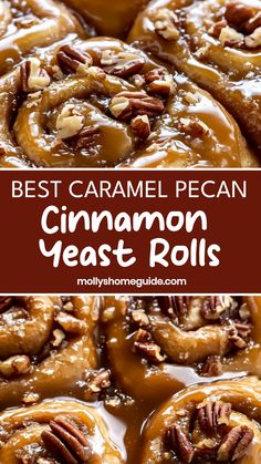 Indulge in the warm, gooey goodness of caramel pecan cinnamon yeast rolls with this simple homemade recipe. These decadent treats are perfect for a cozy breakfast or sweet afternoon snack. The combination of rich caramel, crunchy pecans, and fragrant cinnamon creates a mouthwatering flavor that will delight your taste buds. Treat yourself and your loved ones to these irresistible baked goods – they're sure to become a family favorite! Cinnamon Rolls Homemade Pecan, Cinnamon Pecan Rolls Homemade, Easy Caramel Cinnamon Rolls, Caramel Pecan Rolls Sticky Buns, Carmel Cinnamon Rolls Sticky Buns Recipe, Best Gooey Cinnamon Rolls, Sticky Rolls Caramel, Pecan Sticky Rolls, Sweet Rolls Recipe Sticky Buns