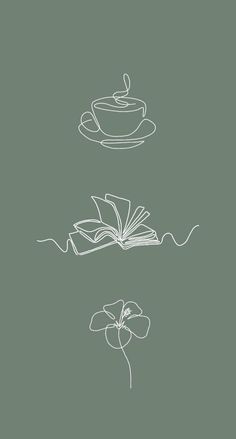 two tea cups and an open book on a green background, with the title in white