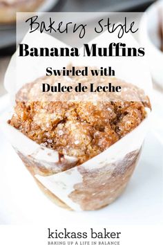 banana muffins stuffed with dried dole de leche on a white plate