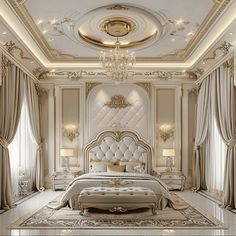 Golden Colour Wallpaper, Gold Bed Frame, Gold Bedroom Ideas, Palace House, Blue And Gold Bedroom, Gold Accent Wall, Texture Architecture, Modern White Bedroom