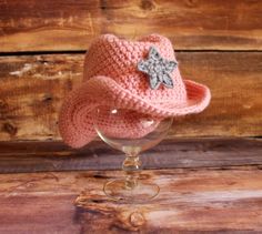 Cowboy/girl Hat with Detachable Star by Doodlebugs and Drumsticks Cowboy Hat Crochet, Sheriff Callie Birthday, Pink Cowgirl Hat, Sheriff Callie, Cowboy Girl, Chapeau Cowboy, Crochet Boots, Pink Cowgirl, Cowgirl Hat