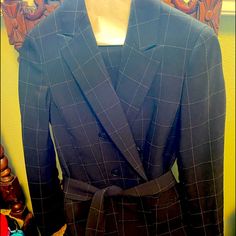 This Is A Beautiful Plaid Suit With A Belt Brand New Never Worn Size 0 Plaid Suit, Suits For Sale, Black Blue, Blue Black, Two Piece, Plaid, Brand New, Bar, For Sale