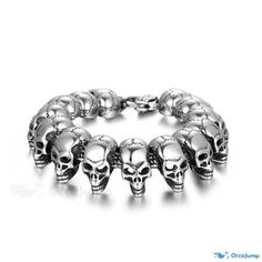 OrcaJump - Titanium Steel Skull Bracelet - Channel Your Edgy Style Skull Bracelet, Edgy Style, Edgy Fashion, Bracelet