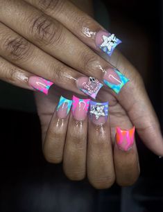 Acrylic Toe Nails, Acrylic Nail Set, Dope Nail Designs, Short Square Acrylic Nails, Exotic Nails