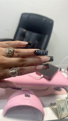 Junior H Nails Ideas, Junior H Nails, Junior H Concert, Lil Peep Nails, Concert Nails, Junior H, Cherry Nails