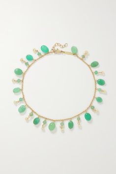 JACQUIE AICHE 14-karat gold, chrysoprase and opal anklet | NET-A-PORTER Diamond Anklet, Latest Bracelets, Jacquie Aiche, Gold Anklet, Opal Bracelet, Unique Beauty, Pink Bracelet, Endless Summer, Ear Jewelry