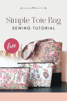 the simple tote bag sewing pattern is shown