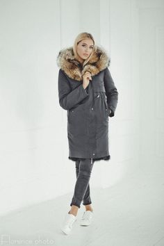 Rabbit Fur Parka Coat For Women DETAILS:This eskimo parka is amazingly warm, soft, and comfyWaterproof black  fabric for the outer (Blue, Khaki, and Burgundy also available) Real black fox fur in cross liningThe fur lining can be easily unzipped to wear it over your parka or just as a vestFull and Fluffy real raccoon fur on the hood trimZipper closureTwo pockets on the sides Length: 90 cm/35 inches.SIZE:Before ordering please make sure to consult the size chart and check your measurements agains Parka Coat Women, Black Fox, Real Fur Coat, Parka Women, Fur Clothing, Long Coat Women, Womens Windbreaker, Fur Parka, Coat For Women