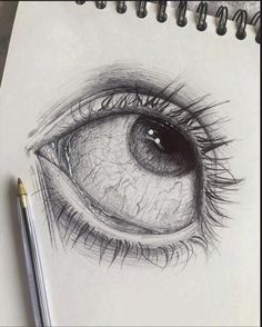 a pencil drawing of an eye