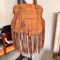 Amazing New Tan Suede Fringe Bag. Trim The Fringe Or Keep It As Is, It's A Keeper From A Collected Designer! Perfect Condition, Keep It Slim Or Fill It Up, It Will Work With Your Needs. Bohemian Top Handle Shoulder Bag With Removable Pouch, Bohemian Hobo Bag With Detachable Strap, Bohemian Satchel Bag With Detachable Handle, Everyday Top Handle Fringe Shoulder Bag, Fringe Pouch Bag For Everyday Use, Bohemian Hobo Shoulder Bag With Detachable Handle, Bohemian Hobo Shoulder Bag With Detachable Strap, Bohemian Satchel Tote With Detachable Strap, Bohemian Pouch Bag With Detachable Strap