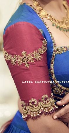 Latest Blouse Patterns, Exclusive Blouse Designs, Mehandi Outfits, Worked Blouse, Handwork Blouse, Blue Blouse Designs