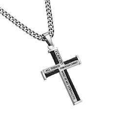 Cable Cross Necklace Philippians 4:13 Cross Necklace For Men, Scripture Jewelry, Mens Cross Necklace, Christian Necklace, Mens Crosses, Gold Chains For Men, Armor Of God, Cable Ties, Godly Man