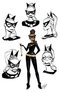 an image of the catwoman character sheet for batman animated tv series, which was drawn by