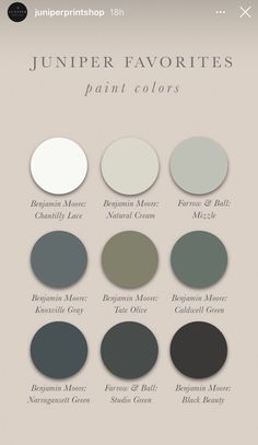 the different shades of paint that are used in furniture and home decor, as well as their names