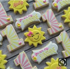 decorated cookies are arranged in the shape of sunflowers with words that read, i love my sunshine