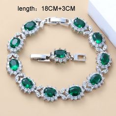 Brand Name: MaytrendsStyle: TRENDYOccasion: WeddingShape\pattern: FlowerGender: WomenMaterial: Cubic ZirconiaFine or Fashion: FashionJewelry Sets Type: Bridal Jewelry SetsItem Type: Jewelry SetsRing Size: US SizeMetallic Color: Silver Color Elegant Green Bracelets For Wedding, Elegant Green Wedding Bracelets, Elegant Green Bridal Set For Wedding, Green Crystal Bracelets For Wedding, Silver Bridal Jewellery, Arabic Jewelry, Bracelet And Ring, Crystal Jewelry Sets, Silver Jewellery Sets