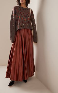 Sif Pleated Maxi Skirt By Altuzarra | Moda Operandi Elope Ideas, Pleated Maxi Skirts, Sheer Lace Shirt, Maxi Outfits, Pleated Maxi Skirt, Linen Shirt Dress, Pleated Maxi