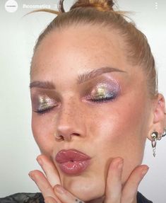 Pink Angel Makeup, Pink Gold Makeup Looks, Makeup Trends 2025, New Year’s Makeup, Half Magic Makeup, Lolla Makeup, New Years Makeup Ideas Glitter, Pink Inner Corner Makeup, Soft Ethereal Makeup