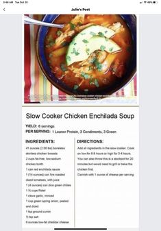 the recipe for slow cooker chicken enchilada soup