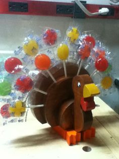 a fake turkey made out of plastic candy