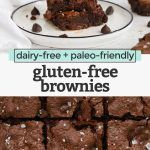 chocolate brownies stacked on top of each other with the text gluten - free brownies