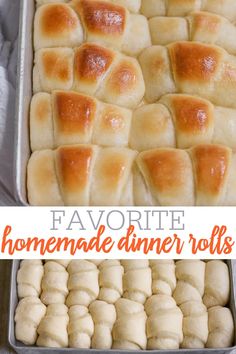 a baking pan filled with bread rolls and the words heavenly rolls soft, buttery delicious