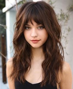 Long Shag with Bangs for a Round Face Medium Layered Haircuts With Bangs, Bangs 2024, Long Shag Haircut, Layered Haircuts With Bangs, Long Shag, Layered Hair With Bangs, Medium Layered Haircuts, Medium Layered, Long Layered Haircuts