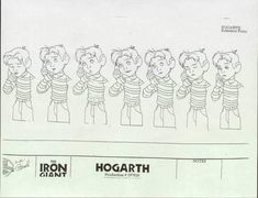 the iron giants character sheet for'hogartth ', from an original production cel