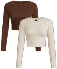 Brown Crew Neck Crop Top For Fall, Solid Color Fall Crop Top, Fall Solid Color Crop Top, Fall Crop Top In Solid Color, Solid Color Crew Neck Crop Top For Fall, Fall Solid Color Crew Neck Crop Top, Fall Crew Neck Solid Color Crop Top, Top T Shirt, Women T Shirts