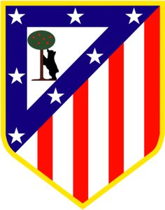 an american flag shield with a man on the bottom and stars in the middle, holding a soccer ball