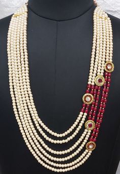 Wedding Colors Red, Gold Pearl Jewelry, Neck Pieces Jewelry, Diy Charm, Beads Work, Buy Pearls, Red Accessories, Diy Charm Bracelet, Utsav Fashion