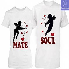 Couple Shirts Soul Mate Gift for Valentine s Day T Shirts Easy 30 day return policy Valentines Tshirt, Anniversary Shirts, Tshirts Ideas, Ideas Valentines Day, Halftone Design, Parent Involvement, Gift For Valentine, Gift For Valentines Day, Soul Mates