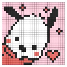 a cross stitch pattern with a panda bear on it's face and black ears